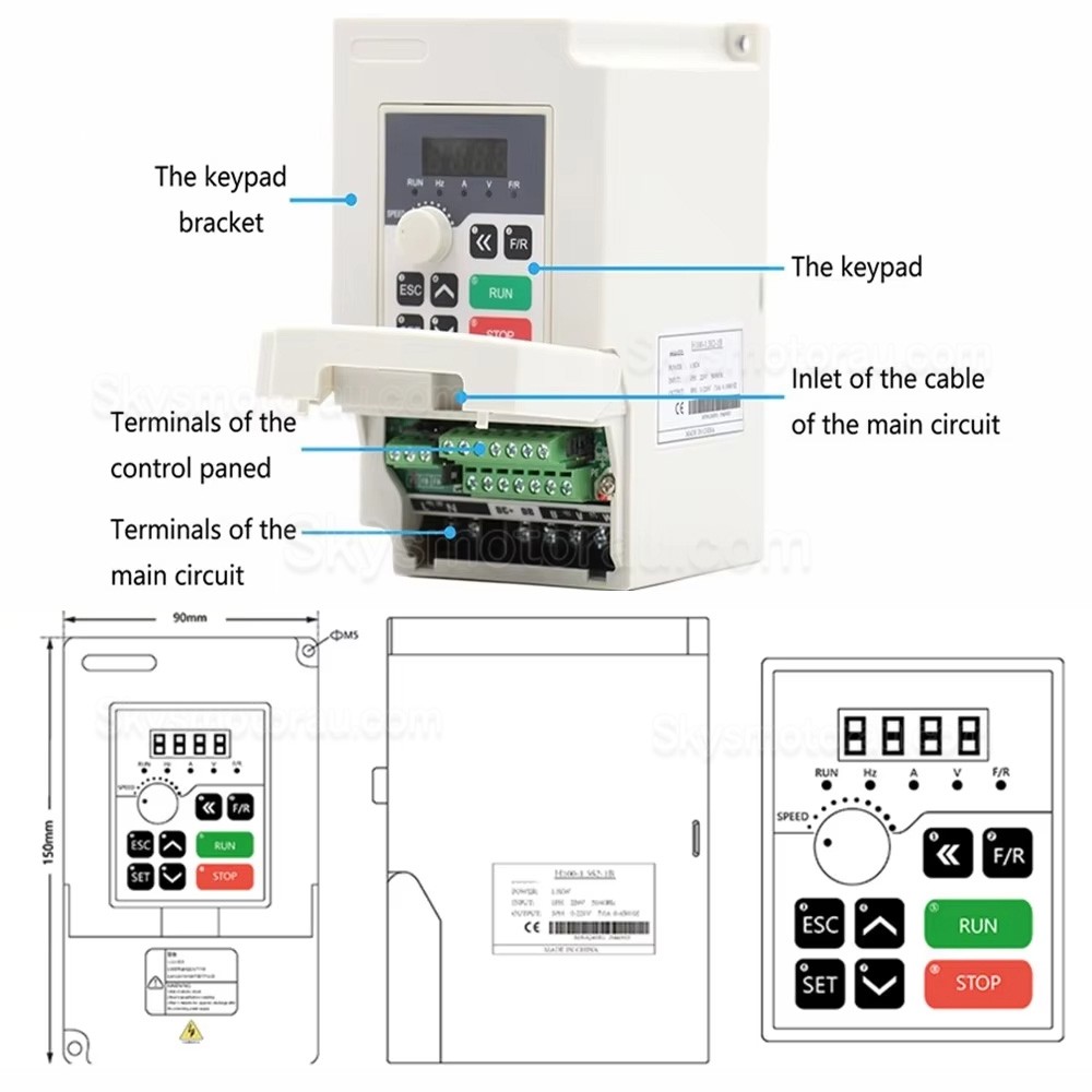 1.5KW VFD Spindle Kit OSP001696 Indc. Air Cooled Spindle Motor + Variable Frequency Drive + 13Pcs ER11 Collet